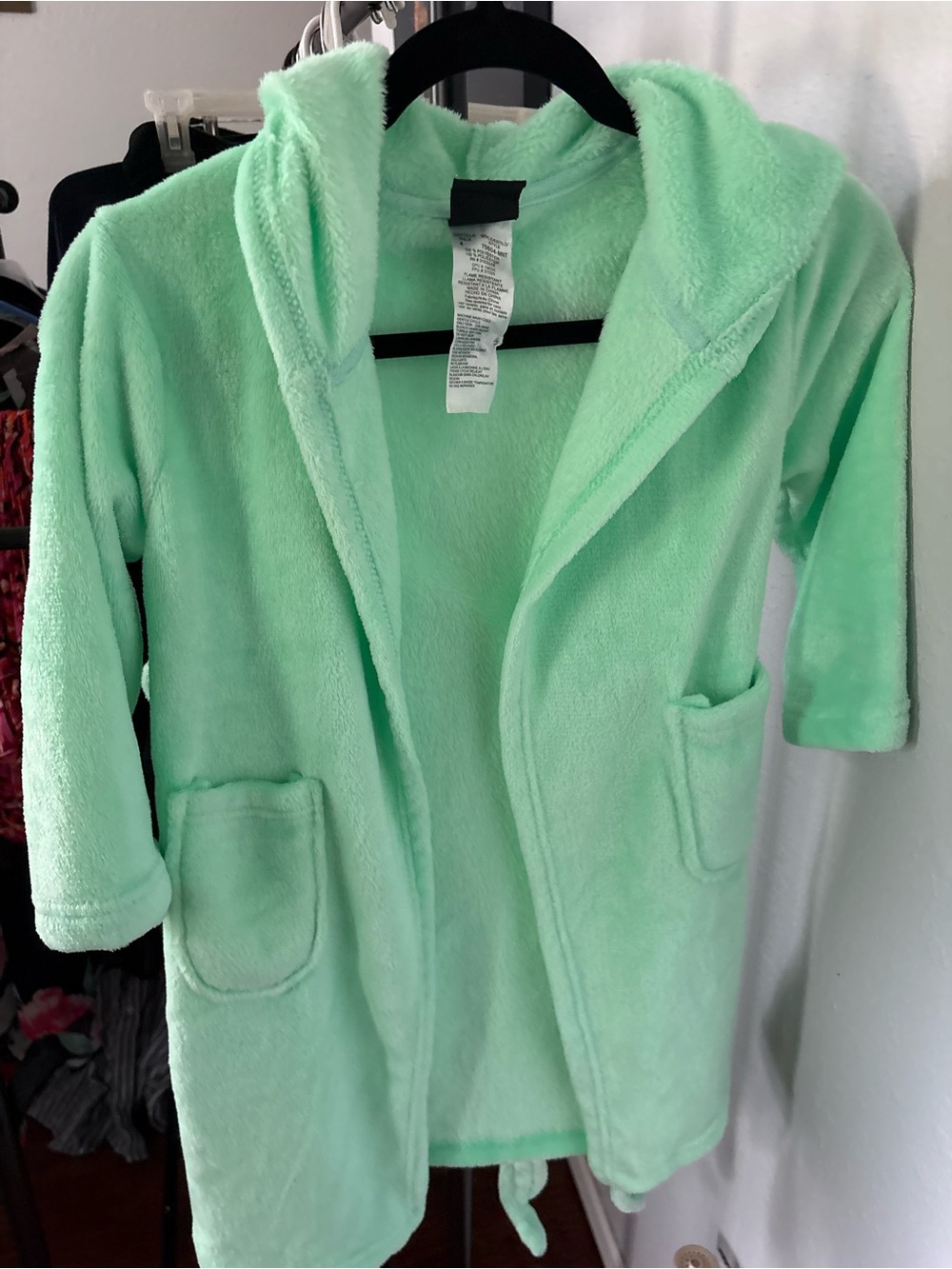 Just Love Mint Green Plush Hooded Kids Robe